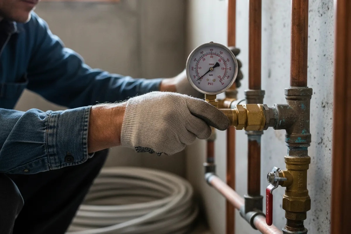 Pressure testing a repaired line during Water Line Repair in Black Hawk